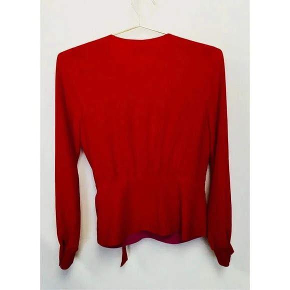 Bailey 44 Womens Hot Pink Red Colorblock V-Neck Nina Tie Wrap Top Blouse Medium - Picture 3 of 11